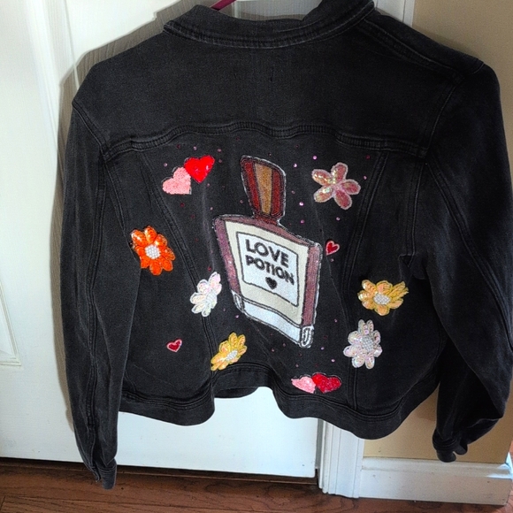 Embellished Black Jean Jacket - Picture 1 of 6